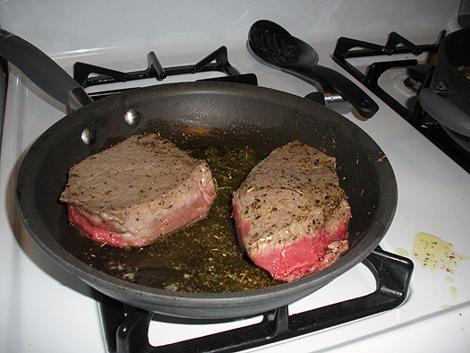 Cooking sirloin