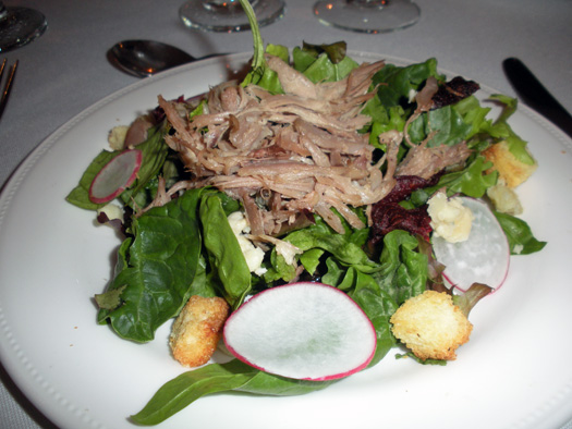 spicy spring lettuces with duck confit
