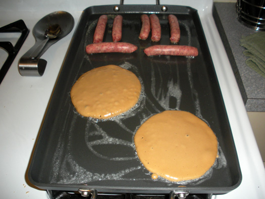 Beer pancakes on the griddle