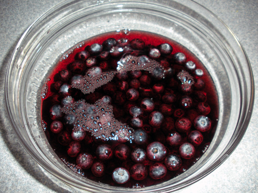 blueberries soaked in wine