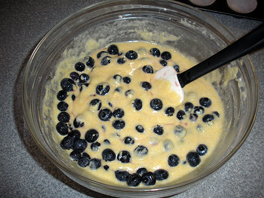 blueberry cornbread muffin batter