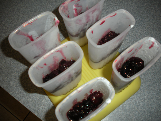 Fill containers with mixture