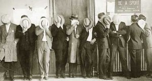 The Purple Gang hide their faces from the camera